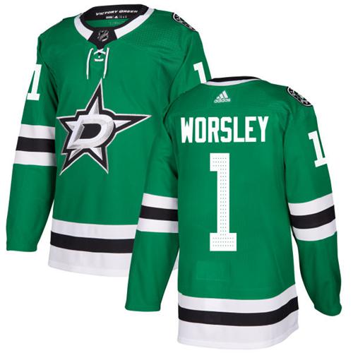 Adidas Men Dallas Stars 1 Gump Worsley Green Home Authentic Stitched NHL Jersey